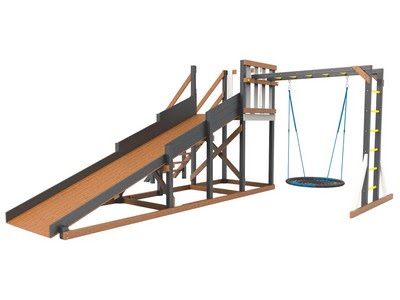 Деревянная зимняя горка Сорбет Мята №2 с рукоходом и гнездом
